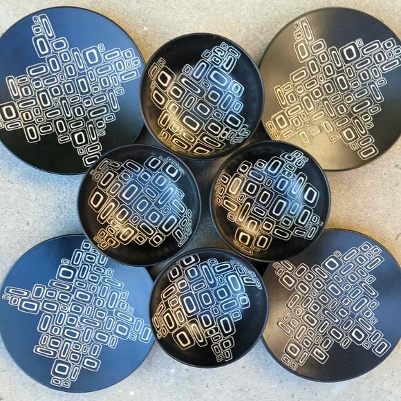 MCM Styled Conrad Night Designer SALAD PLATES/BOWLS by Tabletops Gallery - Picture 3 of 13